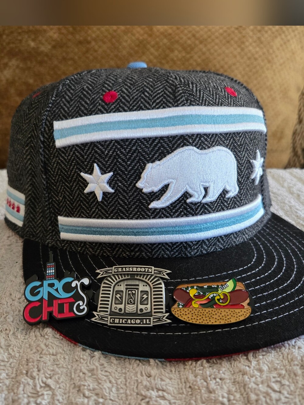 ** GRASSROOTS CHICAGO HAT * KICKSTARTER EXCLUSIVE * ONLY 100 MADE * TWEED SATIN